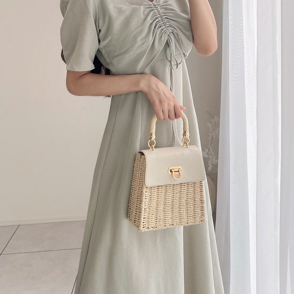 P070136日单新款客供GL抽绳系带衬衫+可调节吊带裙两件套连衣裙