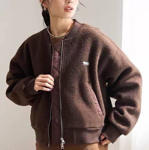 cone，新款小狐狸咖色M码棒球服呢子夹克外套