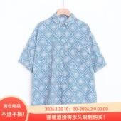 D140110日单客供简洁单排扣宽松显瘦好搭配中性休闲通勤短袖 衬衫