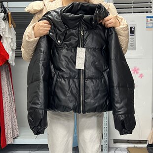 少拉头 黑色皮衣棉服外套