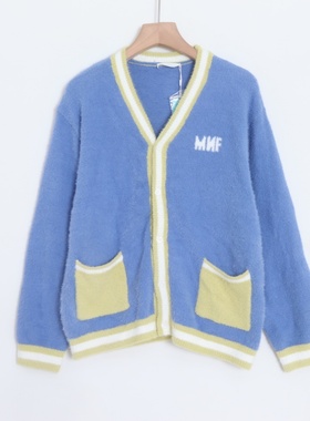 D04005日单客供料V领单排扣弹性好通勤家居服女针织毛线睡衣上衣