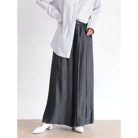 D18094日单新款1.62W天丝松紧高腰抽绳系带宽松女纯色休闲阔腿裤