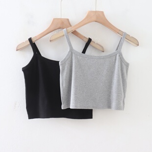 吊带背心 女纯色简洁短款 C06031日单夏新款 客供料套头有弹性修身