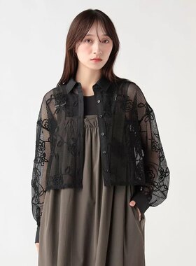 125，黑色B_ea_ms 镂空花朵衬衫，54肩114胸52长