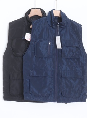 D11064日单秋冬新款客供料拉链立领宽松保暖好搭配女加厚工装马夹