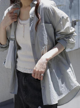 C06011日单新款客供料简洁单排扣宽松显瘦女纯色文艺气质长袖衬衫