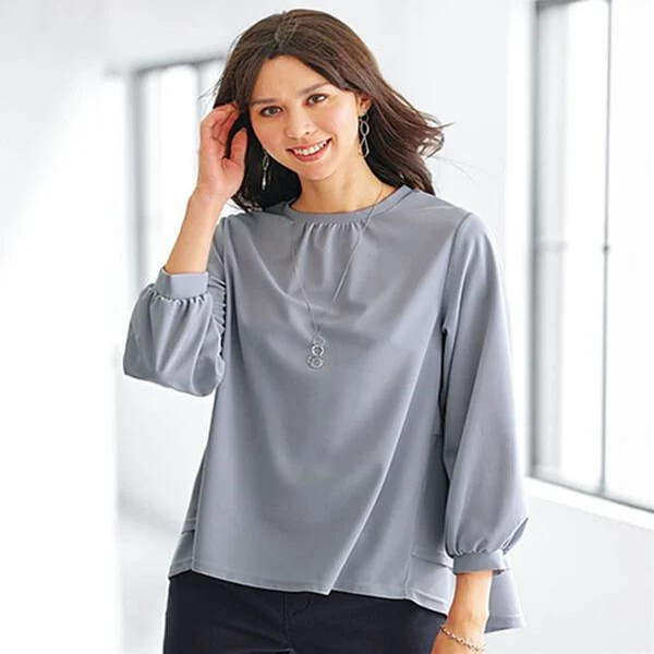 D080114日单新款圆领套头宽松显瘦好搭配女多色入气质通勤衬衫