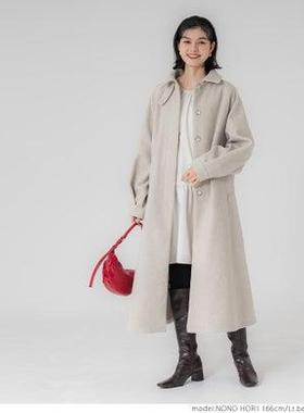 D04048日单秋冬新款隐形扣宽松休闲保暖女纯色气质长款呢子外套