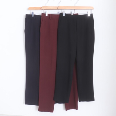 D21030日单新款客供料气质松紧高腰显瘦长裤女纯色简洁通勤哈伦裤