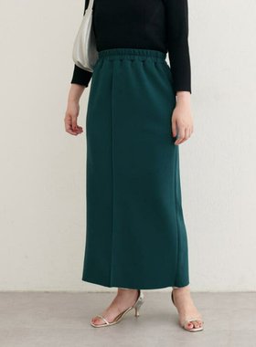 D120116日单NC新款客供料松紧高腰H型女后开叉通勤气质半身长裙