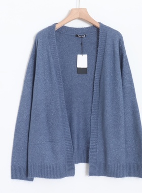 D05025日单秋新款客供料无扣有弹性微宽松女纯色通勤气质开衫外套