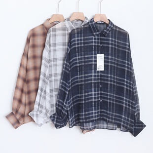 D11051日单新款简洁单排扣宽松显瘦好搭配女通勤休闲轻薄长袖衬衫