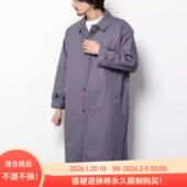 D08032日单新款 客供料简洁单排隐形扣宽松男士 通勤休闲长风衣外套
