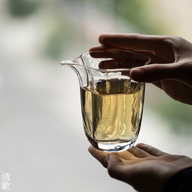 清欢丨冰晶花口公道杯 加厚玻璃分茶器公杯 功夫茶具茶道配件