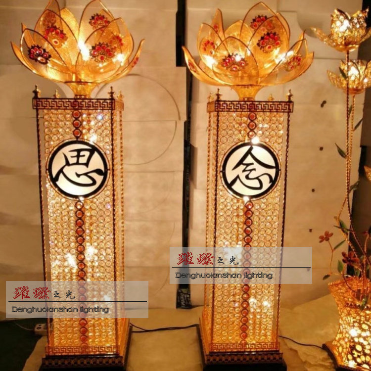 方形柱灯 金色水晶专用灯莲花工艺花瓶大灯 乌龟/仙鹤/莲花落地灯