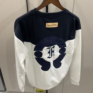 新款潮牌刺绣拼接卫衣男秋冬款圆领长袖上衣宽松轻奢休闲百搭情侣