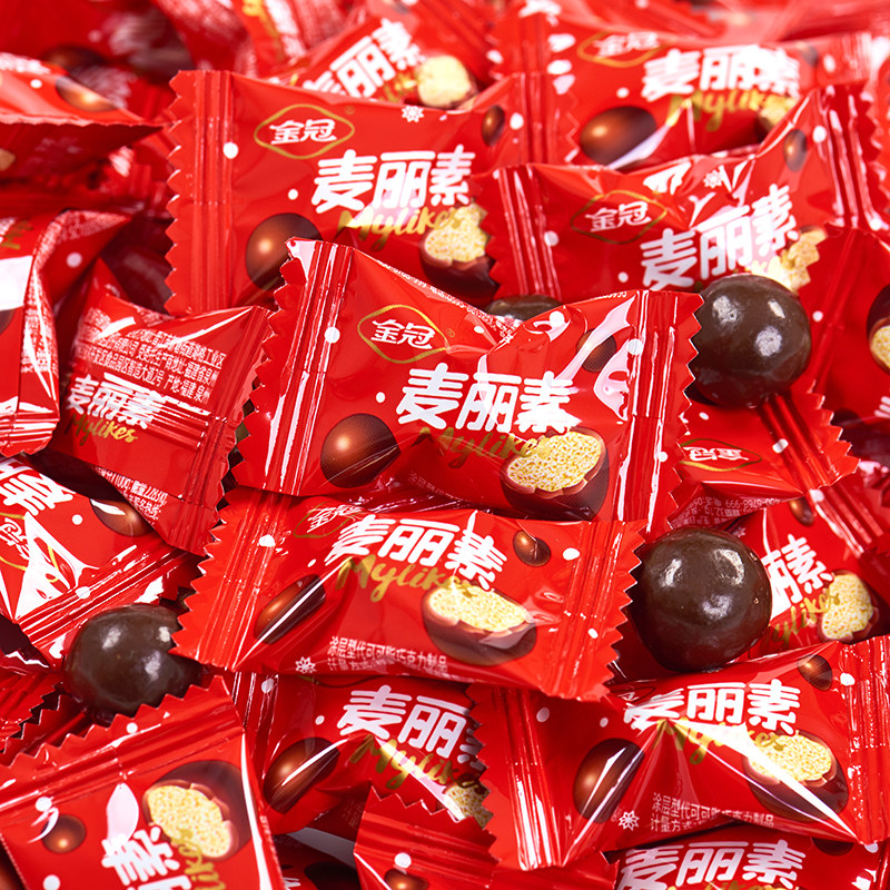 金冠麦丽素巧克力豆麦芽脆心球夹心休闲小零食儿童糖果结婚喜糖