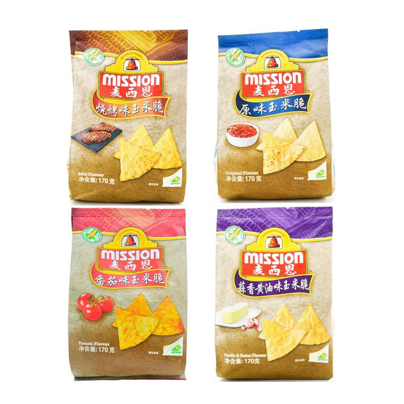 麦西恩玉米脆原味番茄烧烤蒜香黄油味薯片mission corn chips170g
