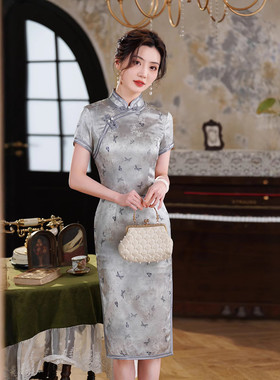 中长款真丝旗袍2026新款夏季高端气质改良年轻款日常可穿连衣裙女