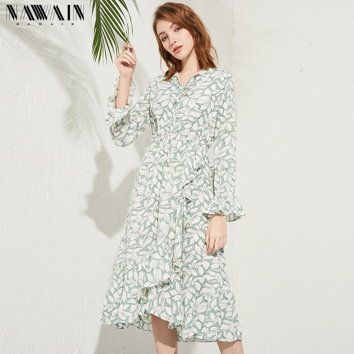 NAWain/纳纹2020春夏新款度假风裙子轻熟风碎花气质洋气连衣裙
