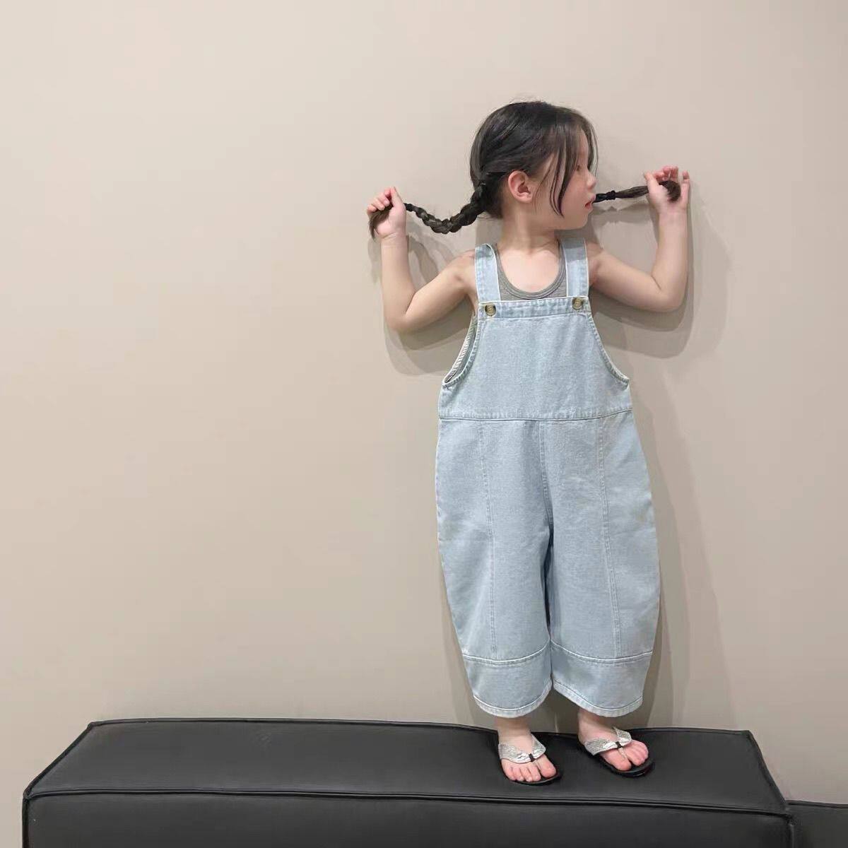 女童背带裤夏款2026新款女童韩版牛仔宽松背带裤女宝宝休闲背带裤