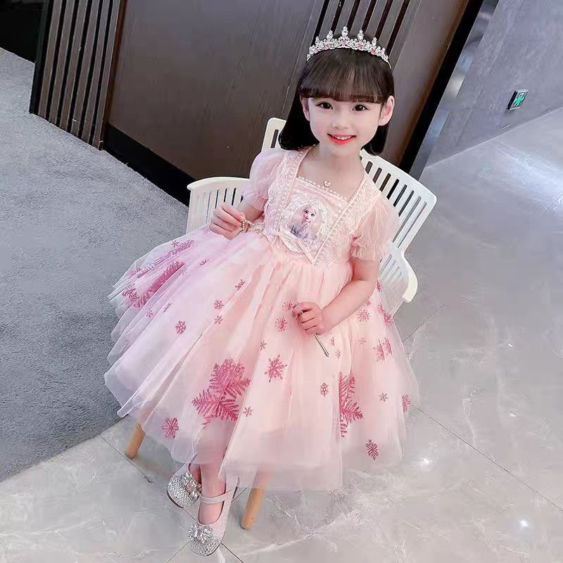 女童爱莎公主夏装夏季新款洋气冰雪奇缘连衣裙儿童蓬蓬礼服裙子
