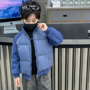 新款鸭绒儿童羽绒服男童女童秋冬季校服神器保暖外套蓝色外套