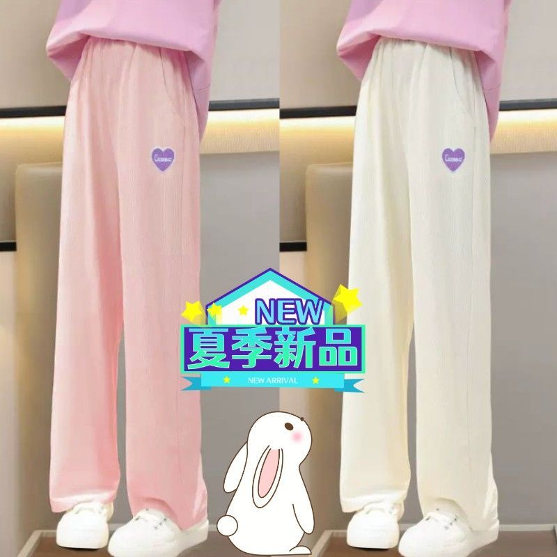 夏天儿童阔腿裤女童裤子儿童休闲冰丝裤子中大童裤子清凉运动裤7