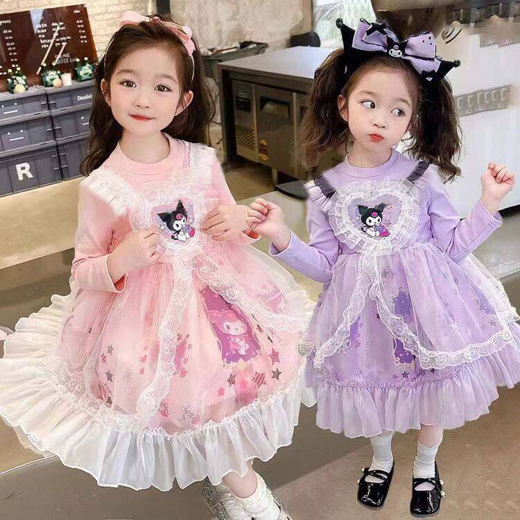 女童春秋款公主裙2024新款裙子儿童长袖库洛米连衣裙中大童裙洋气