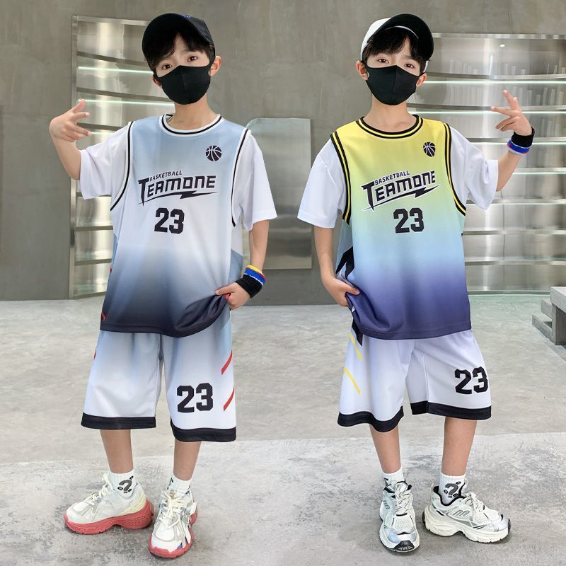 儿童篮球服套装23号男童透气速干球衣夏小学生男孩锻炼运动比赛服
