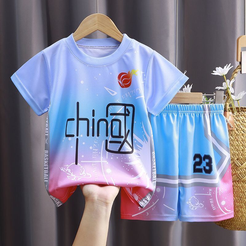 儿童运动套装薄款夏季男童女童篮球服中大童儿童篮球服短袖短裤