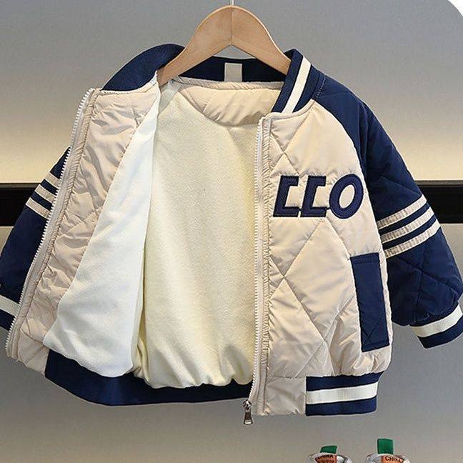 男童夹棉外套秋冬装2022新款男孩炸街冬季棉衣服儿童加厚棒球服潮
