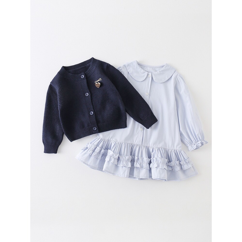 女童套装春秋学院风公主儿童针织衫两件外套洋气女宝衬衫毛衣英伦