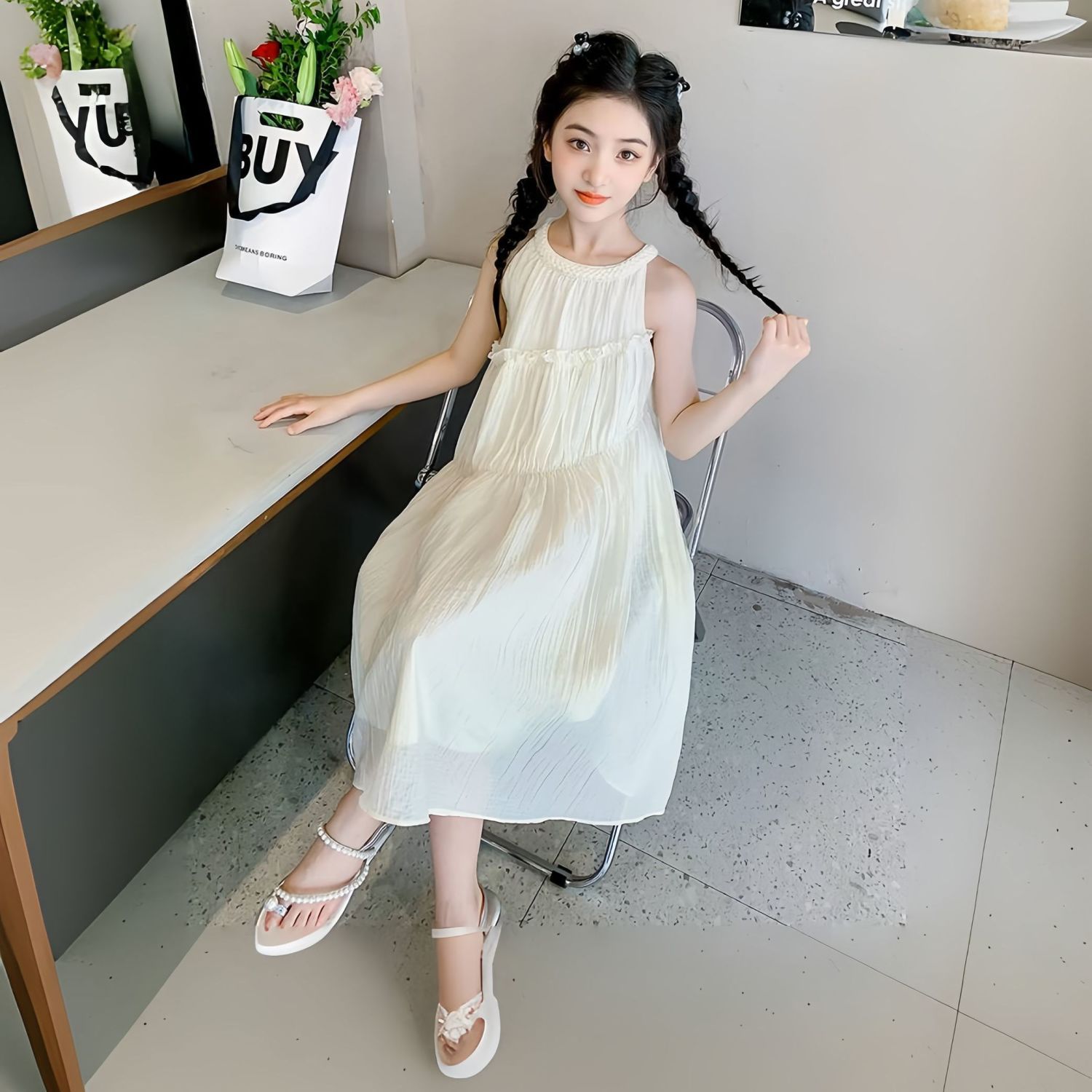 女童连衣裙夏季2026新款大童洋气夏装儿童夏天裙子女孩夏款公主裙