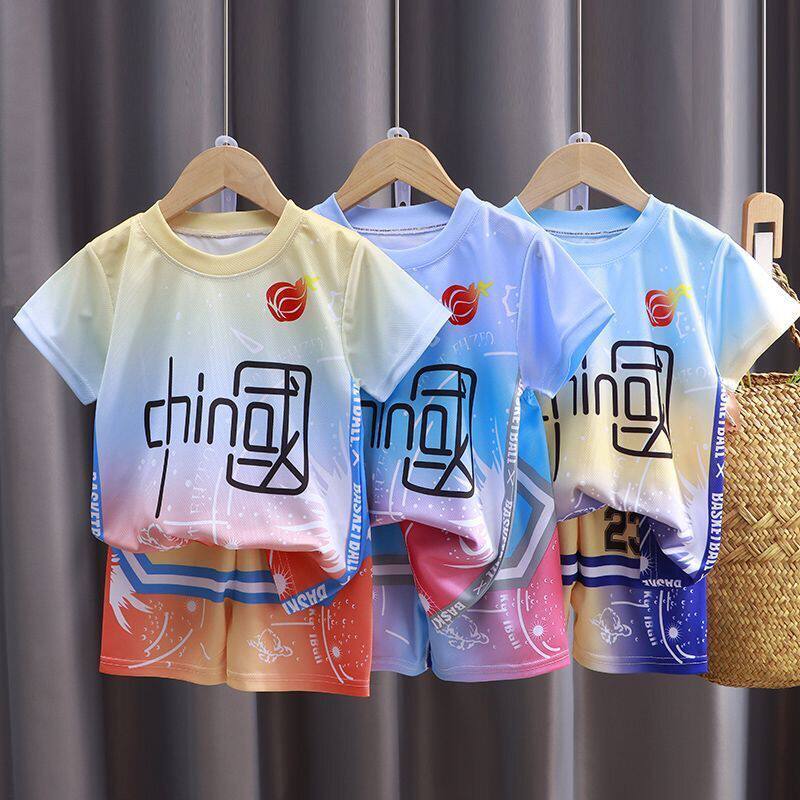 儿童运动套装夏季男童女童短袖短裤薄款中大童篮球服速干宝宝衣服
