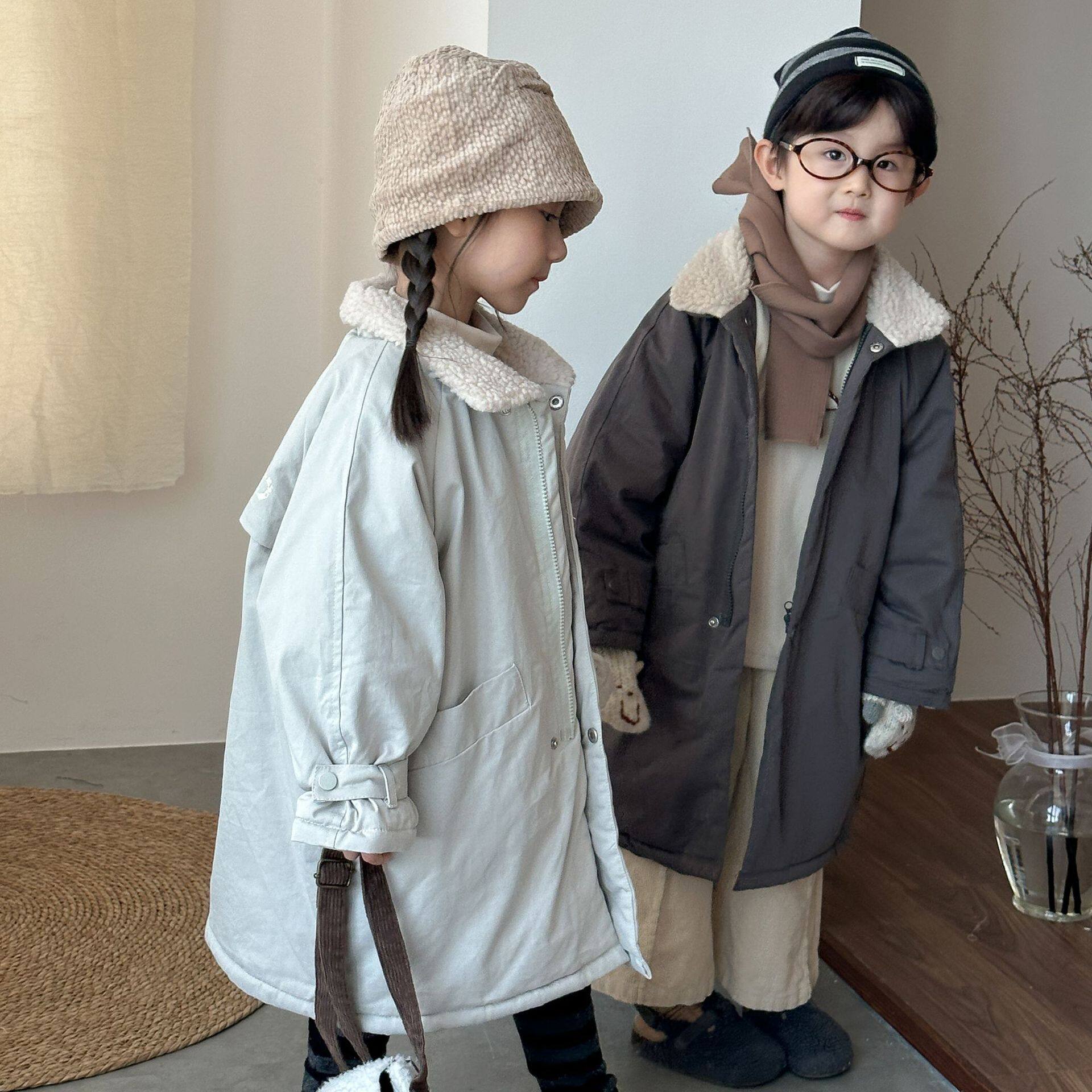 儿童棉衣中长款加绒加厚森系男童装冬季女童棉服2025新款女童外套