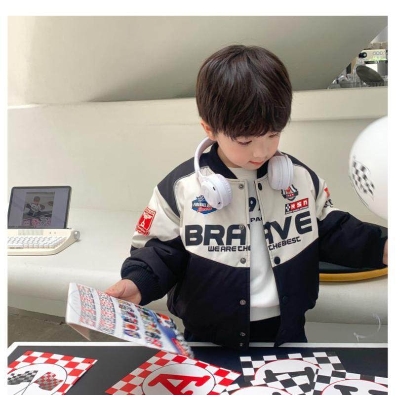 男童棒球服外套春秋款2023新款机车服女宝宝洋气红色夹克儿童上衣