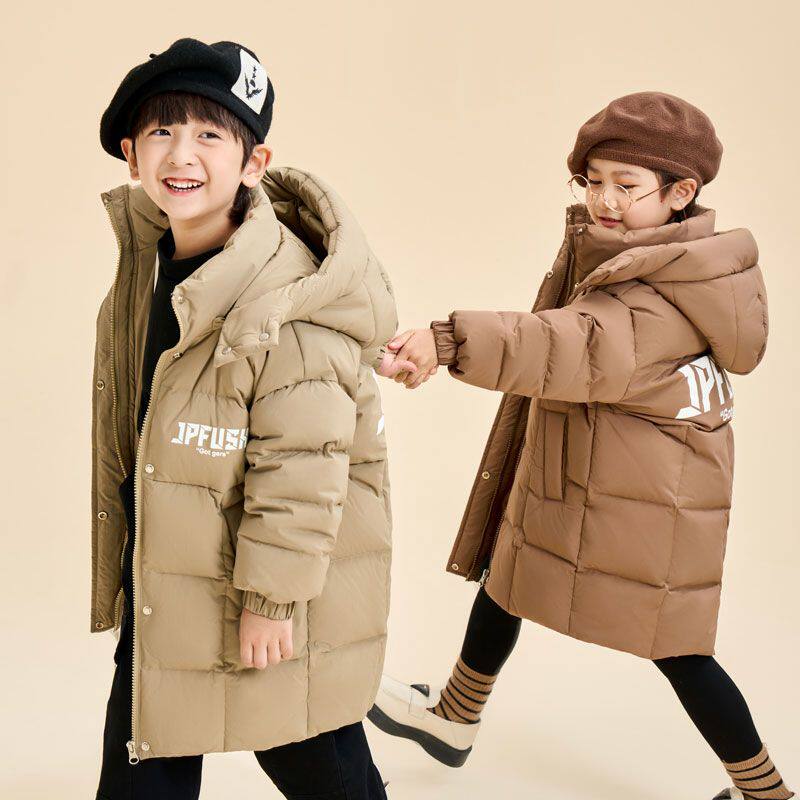 男童羽绒服2026新款韩版冬季儿童中长款过膝中大童装加厚鸭绒外套