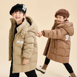 男童羽绒服2026新款韩版冬季儿童中长款过膝中大童装加厚鸭绒外套