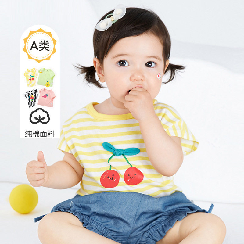 童装婴幼儿短袖T恤夏季新款中小男女宝宝洋气纯棉打底衫上衣