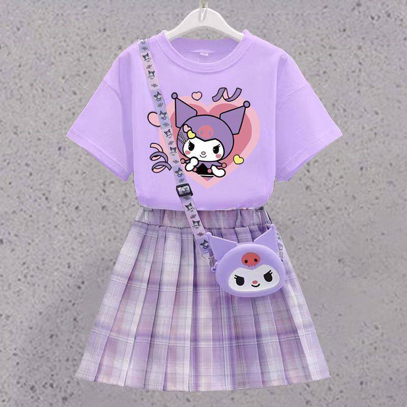 库洛米衣服女童jk套装网红女孩夏装连衣裙儿童学院风百褶裙子夏季