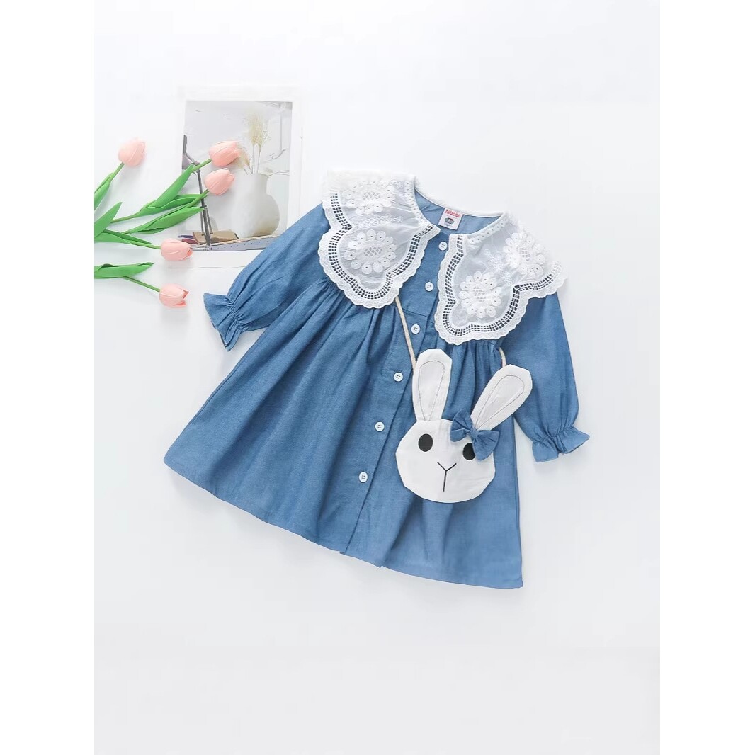 女童春秋装2026新款假两件连衣裙衬衫裙中小童长袖公主裙洋气裙子