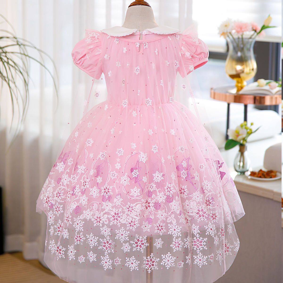 冰雪奇缘爱莎公主裙新款女童夏天艾莎连衣裙儿童洋气礼服裙子春秋