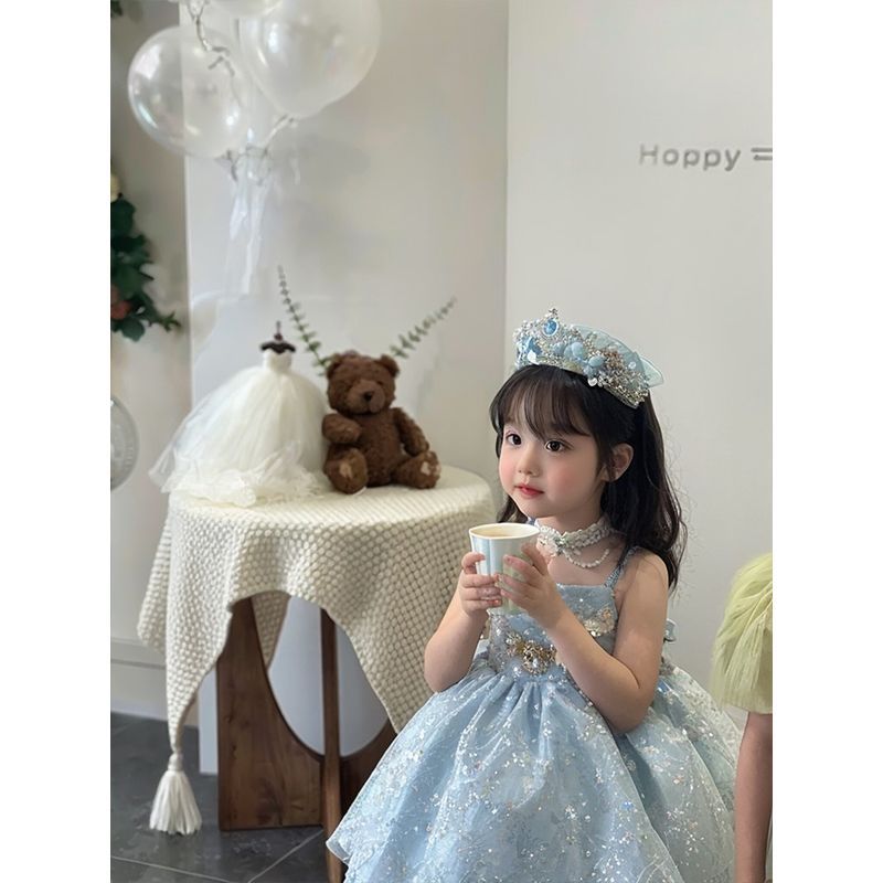爱莎公主裙女童夏装洛丽塔高级感周岁生日礼服蓬蓬裙六一演出裙