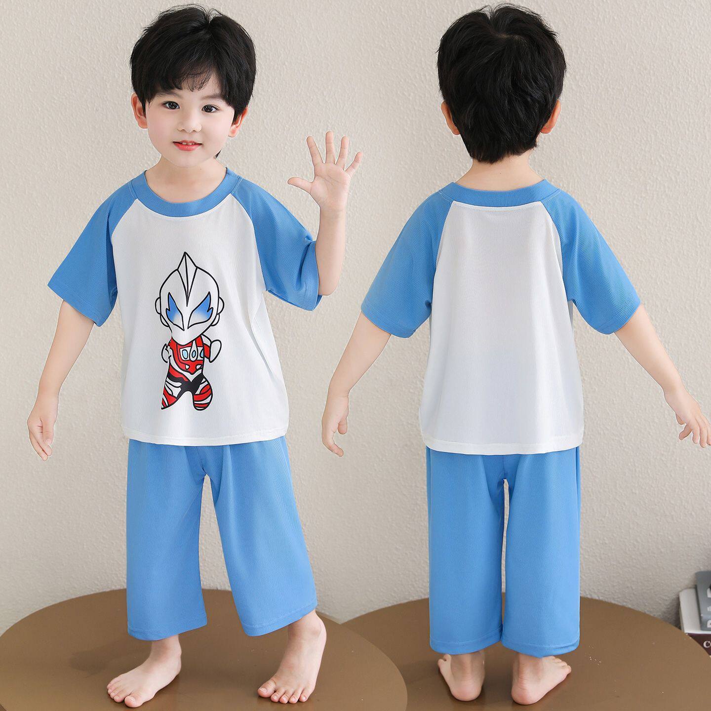 2026新款男童睡衣薄款5岁男孩宝宝夏季空调6儿童莫代尔家居服套装