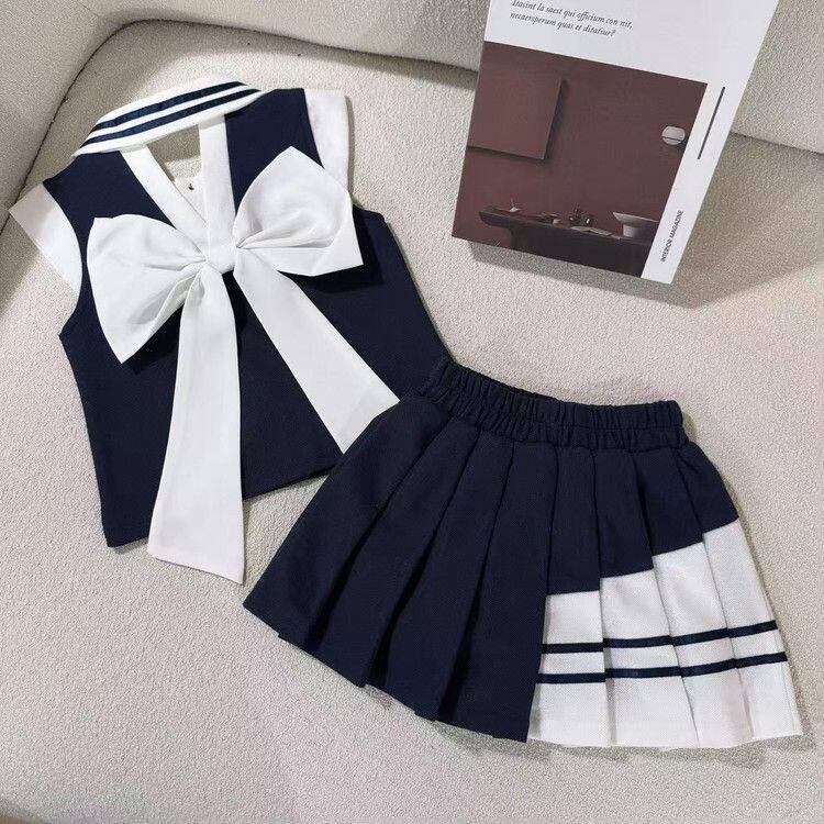 女童学院风套装2026夏季新款童装中大童女孩洋气时髦背心裙两件套