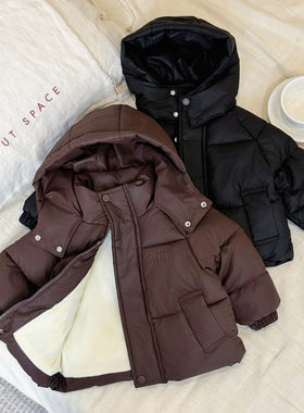 PU免洗外贸新款儿童羽绒棉服男女童中小童棉衣加厚加绒卡通外套