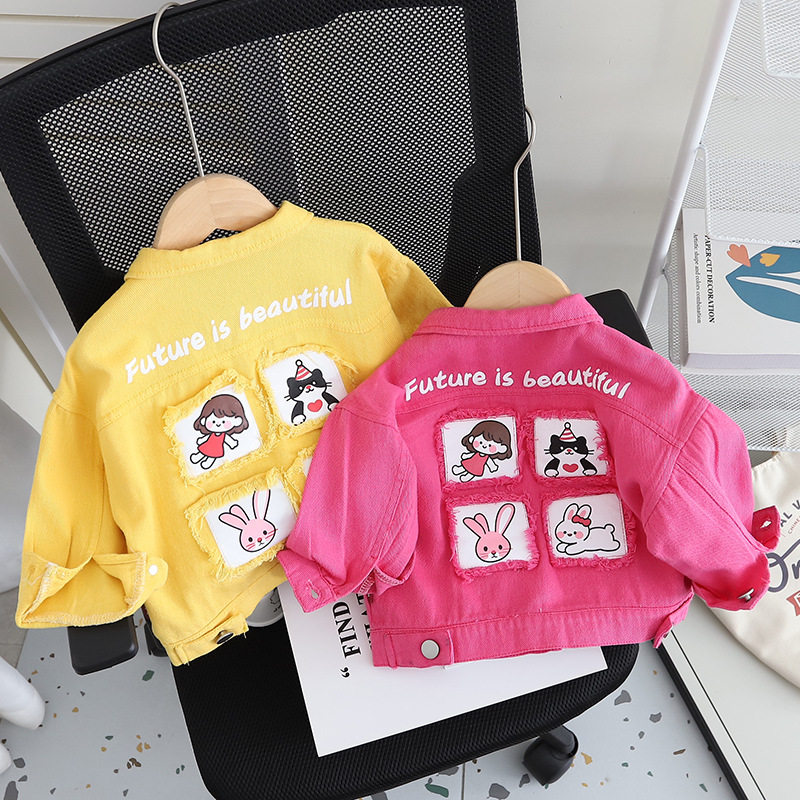 女童卡通牛仔外套洋气春秋2026新款儿童春秋小童装女宝宝夹克秋装
