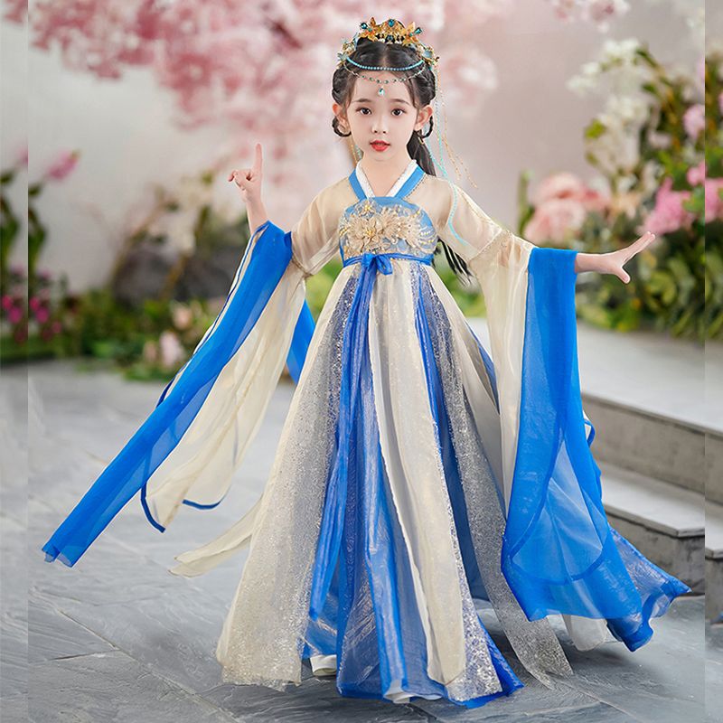汉服女童儿童唐装古风超仙中国风连衣裙襦裙古装2024新款秋夏季
