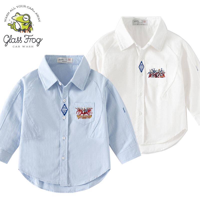 奥特曼儿童长袖T恤春秋季新款迪迦男童立领长袖衬衫韩版短袖上衣